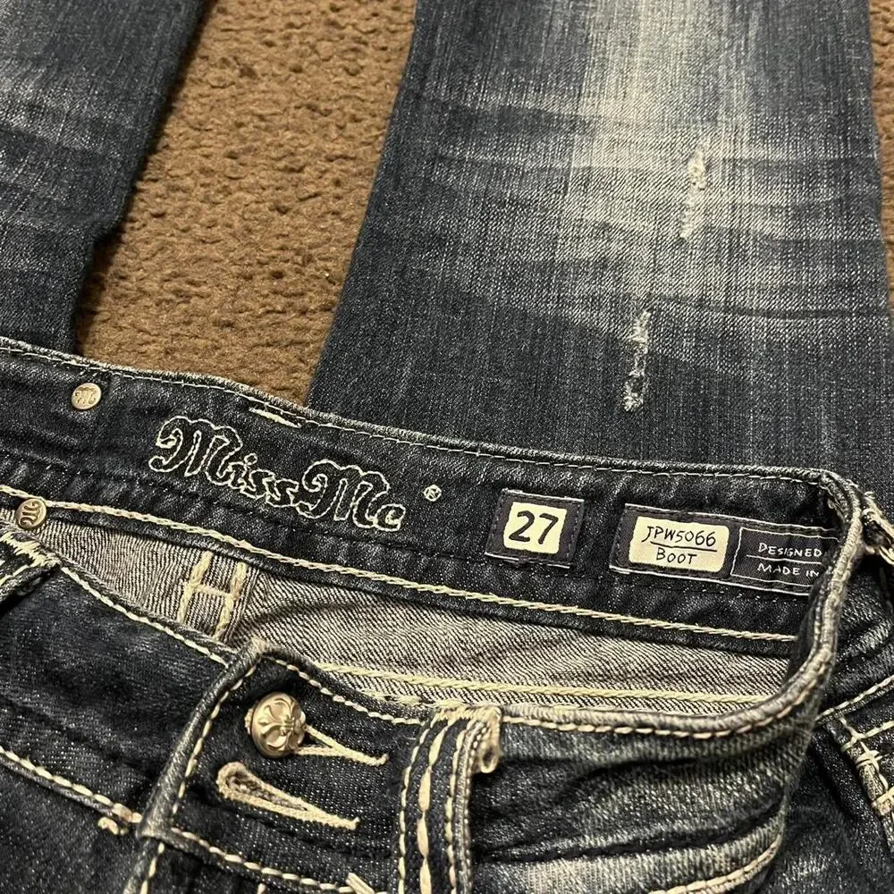 Y2K Miss Me Low Rise Boot Cut Jeans - Picture 4 of 6